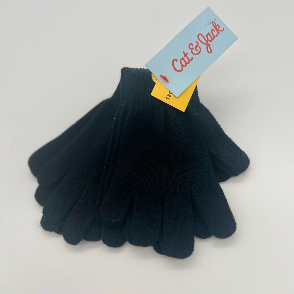 Kids' 3pk Gloves - Cat & Jack Black One Size